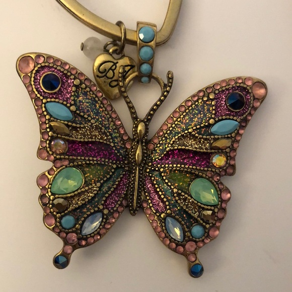 Betsey Johnson Burnished Gold Tone Butterfly Handbag Charm Key Fob Crystal NWT - Picture 5 of 16